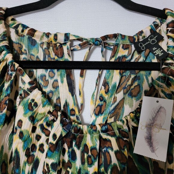Jessica Simpson Tunic Top Sz XL Long sleeve Layla Cheetah Ferns Print NWT - Picture 13 of 15